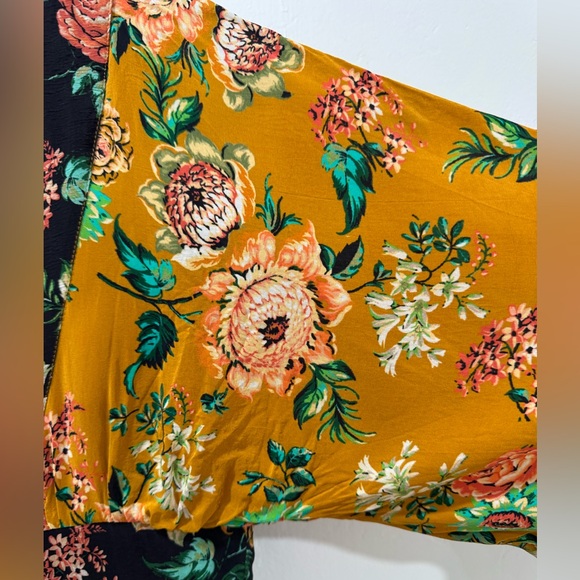 Anthropologie Printed V-Neck Maxi Dress Women's 4 Bohemian Floral Kimono Sleeve - Picture 16 of 16